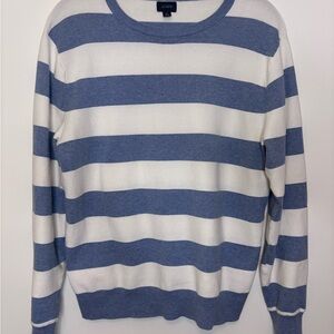 J. Crew Men's Cotton Sweater in Blue and White Stripe Sz M